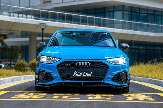 Audi S4 A4 S-line (with s-line bumper, does not fit base model) B9.5 2020 2021 2022 2023 2024 with Aftermarket Parts - V3 Front Lip Pre-preg Carbon Fiber from Karbel Carbon