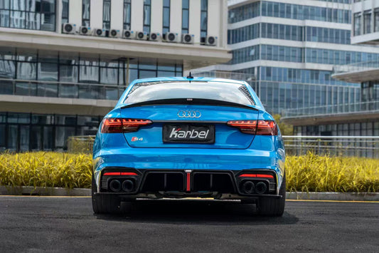 Audi S4 B9.5 2020 2021 2022 2023 2024 with Aftermarket Parts - V3 Rear Diffuser & Canards Pre-preg Carbon Fiber from Karbel Carbon
