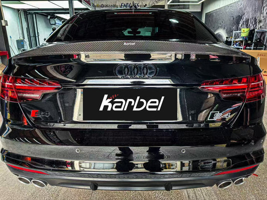 Audi S4 A4 B9 / B9.5 2017 2018 2019 2020 2021 2022 2023 2024 with Aftermarket Parts - Rear Spoiler Pre-preg Carbon Fiber/FRP from Karbel Carbon