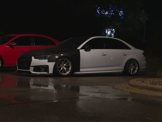 Audi S4 A4 B9 2017 2018 2019 & S4 A4 B9.5 2020 2021 2022 2023 2024 With Aftermarket Parts - Front Fenders Pre-preg Carbon Fiber from Karbel Carbon