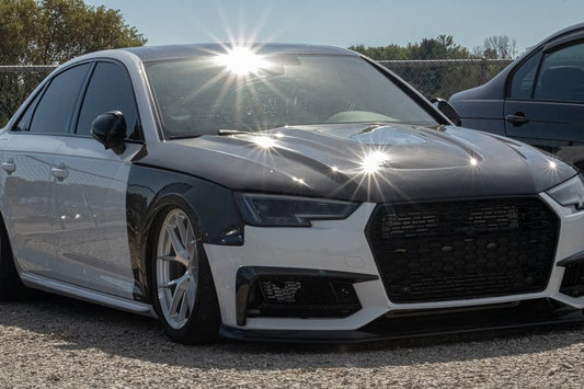 Audi S4 A4 B9 2017 2018 2019 & S4 A4 B9.5 2020 2021 2022 2023 2024 With Aftermarket Parts - Front Fenders Pre-preg Carbon Fiber from Karbel Carbon