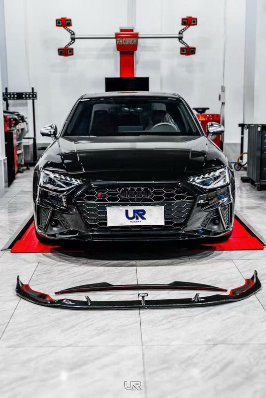 Audi S4 A4 S-line (with s-line bumper, does not fit base model) B9.5 2020 2021 2022 2023 2024 with Aftermarket Parts - Front Lip Pre-preg Carbon Fiber from Karbel Carbon