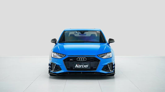 Audi S4 A4 S-line (with s-line bumper, does not fit base model) B9.5 2020 2021 2022 2023 2024 with Aftermarket Parts - V3 Front Canards Pre-preg Carbon Fiber from Karbel Carbon