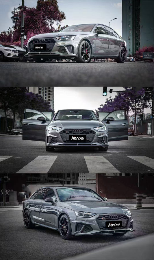 Audi S4 A4 S-line (with s-line bumper, does not fit base model) B9.5 2020-ON with Aftermarket Parts - Front Lip Pre-preg Carbon Fiber from Karbel Carbon