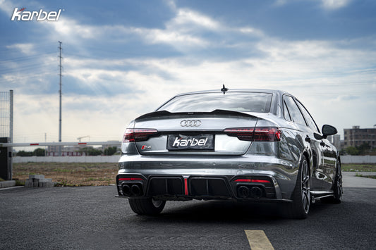 Audi S4 A4 B9 / B9.5 2017 2018 2019 2020 2021 2022 2023 2024 with Aftermarket Parts - Rear Spoiler Pre-preg Carbon Fiber from Karbel Carbon