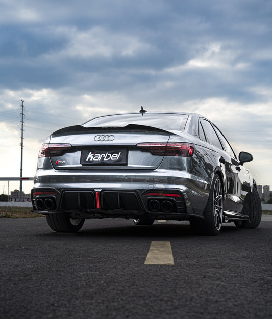 Audi S4 A4 B9 / B9.5 2017 2018 2019 2020 2021 2022 2023 2024 with Aftermarket Parts - Rear Spoiler Pre-preg Carbon Fiber from Karbel Carbon