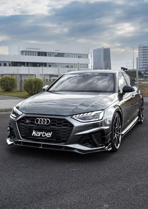 Audi S4 A4 S-line (with s-line bumper, does not fit base model) B9.5 2020 2021 2022 2023 2024 with Aftermarket Parts - V3 Front Lip Pre-preg Carbon Fiber from Karbel Carbon