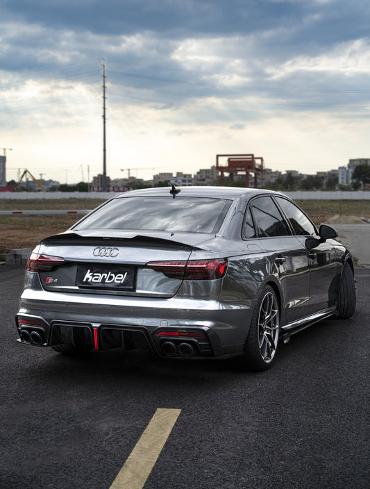 Audi S4 A4 B9 / B9.5 2017 2018 2019 2020 2021 2022 2023 2024 with Aftermarket Parts - Rear Spoiler Pre-preg Carbon Fiber from Karbel Carbon