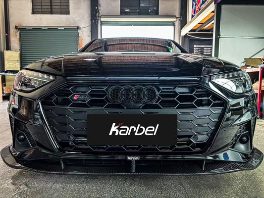 Audi S4 A4 S-line (with s-line bumper, does not fit base model) B9.5 2020-ON with Aftermarket Parts - Front Lip Pre-preg Carbon Fiber from Karbel Carbon