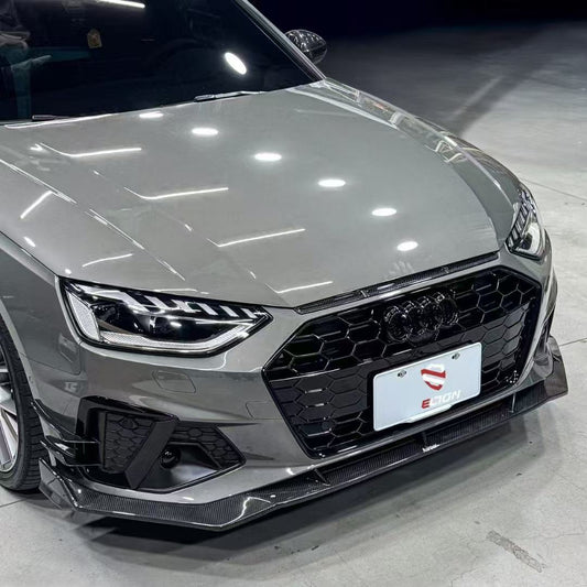 Audi S4 A4 S-line (with s-line bumper, does not fit base model) B9.5 2020 2021 2022 2023 2024 with Aftermarket Parts - V3 Front Lip Pre-preg Carbon Fiber from Karbel Carbon