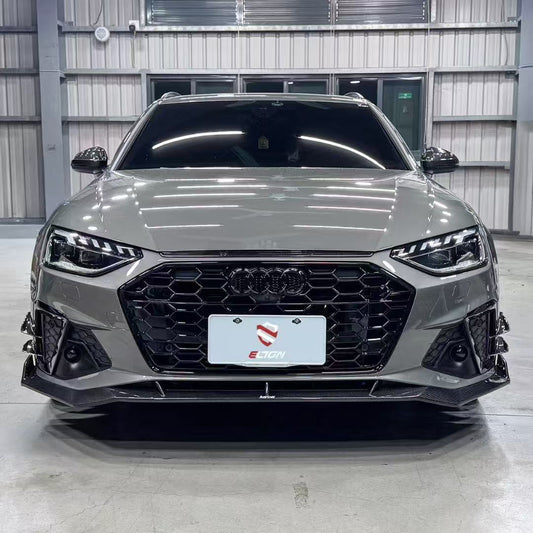 Audi S4 A4 S-line (with s-line bumper, does not fit base model) B9.5 2020 2021 2022 2023 2024 with Aftermarket Parts - V3 Front Lip Pre-preg Carbon Fiber from Karbel Carbon