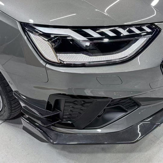 Audi S4 A4 S-line (with s-line bumper, does not fit base model) B9.5 2020 2021 2022 2023 2024 with Aftermarket Parts - V3 Front Lip Pre-preg Carbon Fiber from Karbel Carbon