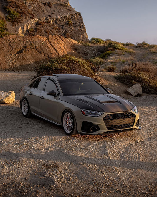 Audi S4 A4 S-line (with s-line bumper, does not fit base model) B9.5 2020-ON with Aftermarket Parts - Front Lip Pre-preg Carbon Fiber from Karbel Carbon