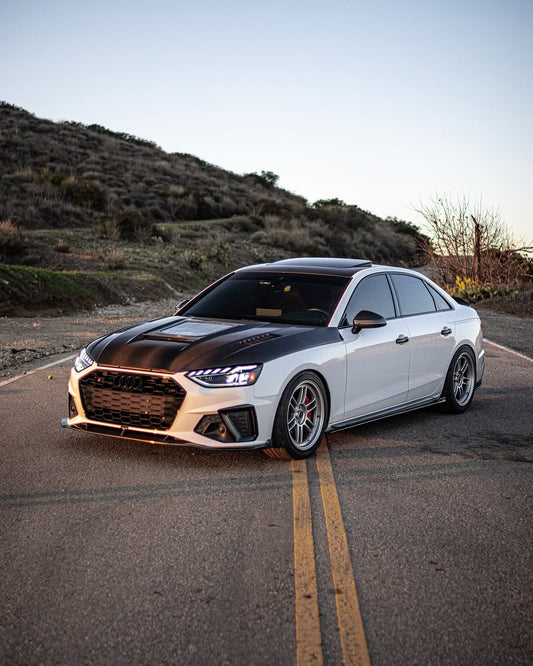 Audi S4 A4 S-line (with s-line bumper, does not fit base model) B9.5 2020-ON with Aftermarket Parts - Front Lip Pre-preg Carbon Fiber from Karbel Carbon