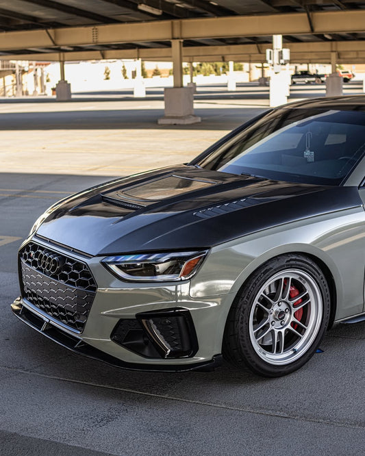 Audi S4 A4 S-line (with s-line bumper, does not fit base model) B9.5 2020-ON with Aftermarket Parts - Front Lip Pre-preg Carbon Fiber from Karbel Carbon