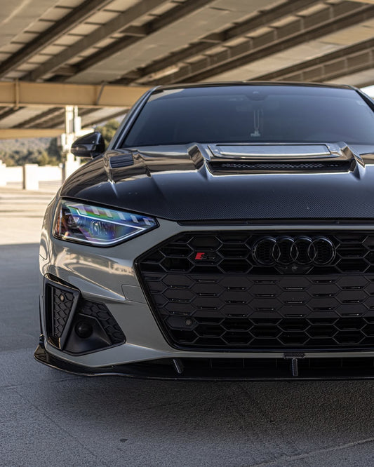 Audi S4 A4 S-line (with s-line bumper, does not fit base model) B9.5 2020-ON with Aftermarket Parts - Front Lip Pre-preg Carbon Fiber from Karbel Carbon