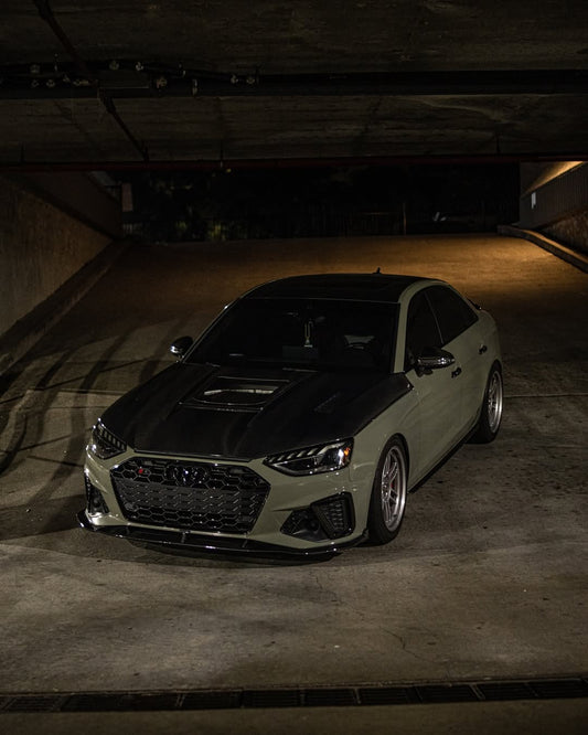 Audi S4 A4 S-line (with s-line bumper, does not fit base model) B9.5 2020-ON with Aftermarket Parts - Front Lip Pre-preg Carbon Fiber from Karbel Carbon