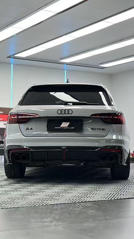 Audi S4 B9.5 2020-ON with Aftermarket Parts - Rear Diffuser & Canards V1 Style Pre-preg Carbon Fiber from Karbel Carbon