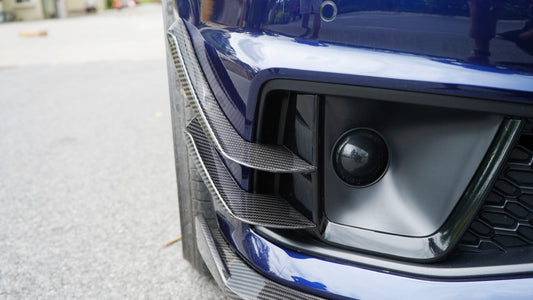 Audi S4 A4 S-line (with s-line bumper, does not fit base model) B9 2017-2018 with Aftermarket Parts - Front Canards Pre-preg Carbon Fiber from Karbel Carbon