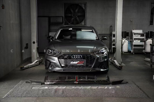 Audi S4 A4 S-line (with s-line bumper, does not fit base model) B9.5 2020 2021 2022 2023 2024 with Aftermarket Parts - Front Lip Pre-preg Carbon Fiber from Karbel Carbon