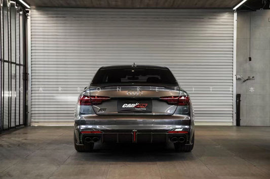 Audi S4 B9.5 2020-ON with Aftermarket Parts - Rear Diffuser & Canards V1 Style Pre-preg Carbon Fiber from Karbel Carbon