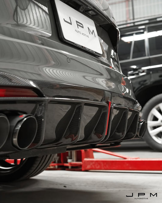 Audi S4 B9.5 2020-ON with Aftermarket Parts - Rear Diffuser & Canards V1 Style Pre-preg Carbon Fiber from Karbel Carbon