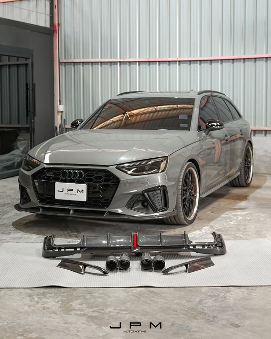 Audi S4 B9.5 2020-ON with Aftermarket Parts - Rear Diffuser & Canards V1 Style Pre-preg Carbon Fiber from Karbel Carbon