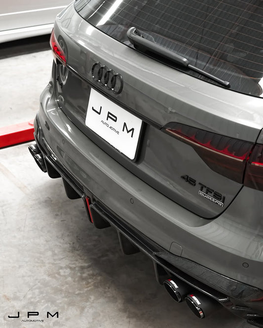 Audi S4 B9.5 2020-ON with Aftermarket Parts - Rear Diffuser & Canards V1 Style Pre-preg Carbon Fiber from Karbel Carbon