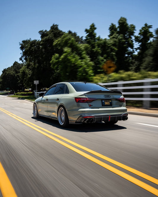 Audi S4 B9.5 2020-ON with Aftermarket Parts - Rear Diffuser & Canards V1 Style Pre-preg Carbon Fiber from Karbel Carbon
