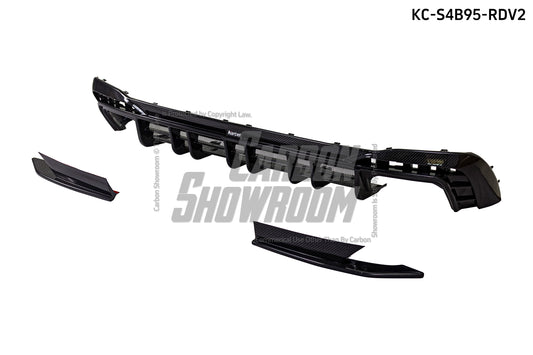 Audi S4 B9.5 2020-ON with Aftermarket Parts - V2 Style Rear Diffuser & Canards Pre-preg Carbon Fiber from Karbel Carbon