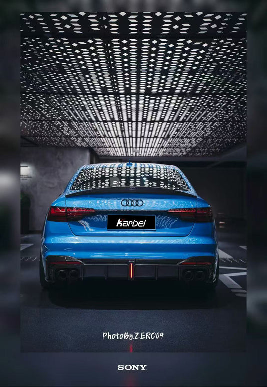 Audi S4 A4 B9 / B9.5 2017 2018 2019 2020 2021 2022 2023 2024 with Aftermarket Parts - Rear Spoiler Pre-preg Carbon Fiber from Karbel Carbon