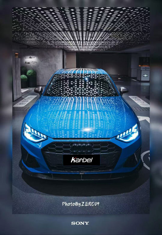 Audi S4 A4 S-line (with s-line bumper, does not fit base model) B9.5 2020-ON with Aftermarket Parts - Front Lip Pre-preg Carbon Fiber from Karbel Carbon