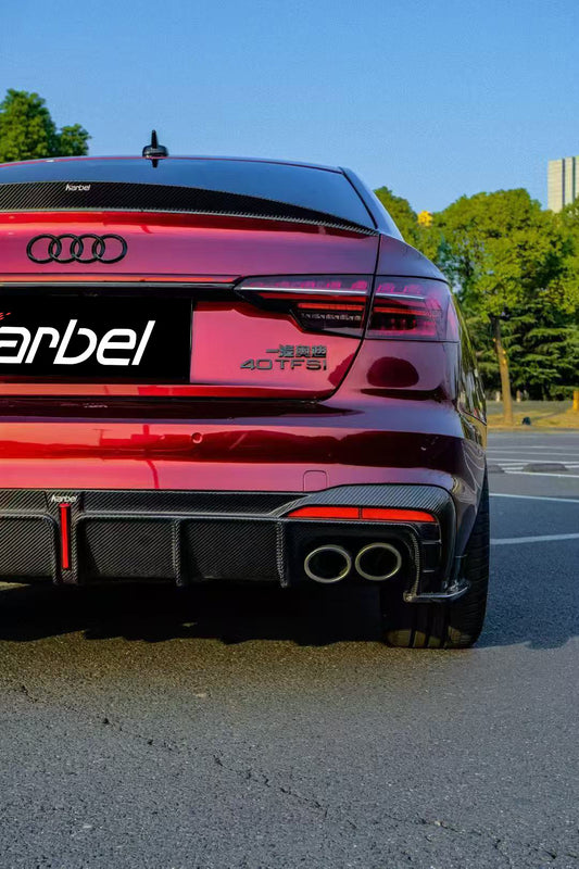 Audi S4 A4 B9 / B9.5 2017 2018 2019 2020 2021 2022 2023 2024 with Aftermarket Parts - Rear Spoiler Pre-preg Carbon Fiber from Karbel Carbon