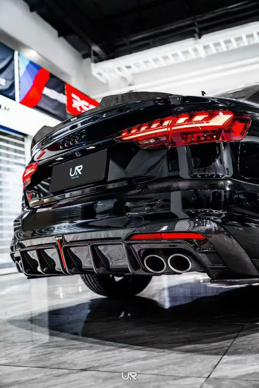 Audi S4 B9.5 2020-ON with Aftermarket Parts - Rear Diffuser & Canards V1 Style Pre-preg Carbon Fiber from Karbel Carbon