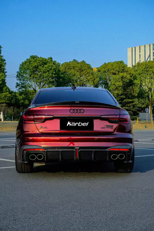 Audi S4 A4 B9 / B9.5 2017 2018 2019 2020 2021 2022 2023 2024 with Aftermarket Parts - Rear Spoiler Pre-preg Carbon Fiber from Karbel Carbon