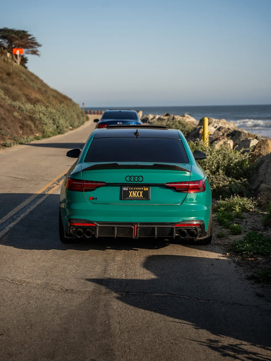 Audi S4 B9.5 2020-ON with Aftermarket Parts - Rear Diffuser & Canards V1 Style Pre-preg Carbon Fiber from Karbel Carbon