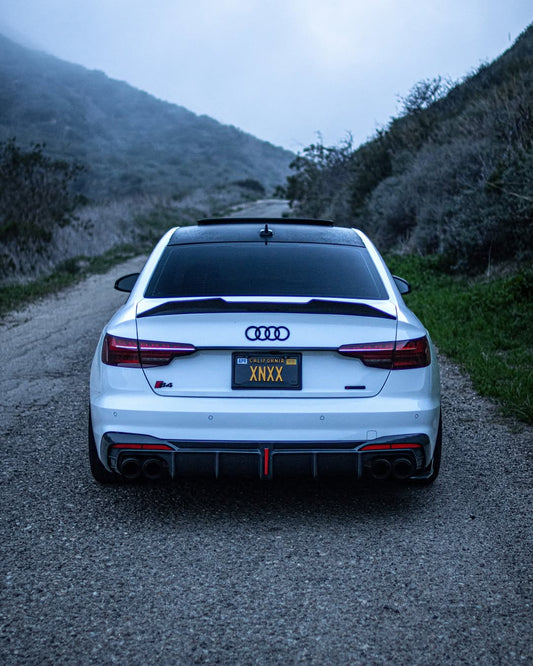 Audi S4 B9.5 2020-ON with Aftermarket Parts - Rear Diffuser & Canards V1 Style Pre-preg Carbon Fiber from Karbel Carbon