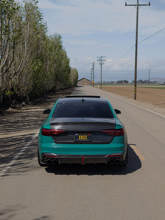 Audi S4 B9.5 2020-ON with Aftermarket Parts - Rear Diffuser & Canards V1 Style Pre-preg Carbon Fiber from Karbel Carbon