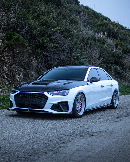 Audi S4 A4 S-line (with s-line bumper, does not fit base model) B9.5 2020-ON with Aftermarket Parts - Front Lip Pre-preg Carbon Fiber from Karbel Carbon