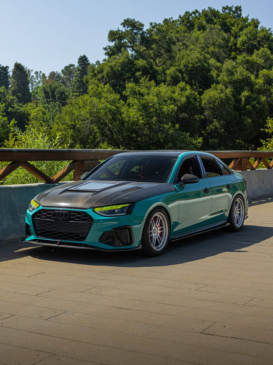 Audi S4 A4 B9 / B9.5 2017-ON with Aftermarket Parts - Side Skirts & Upper Side Skirt Trim Pre-preg Carbon Fiber from Karbel Carbon