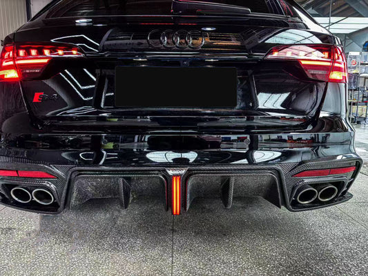 Audi S4 B9.5 2020 2021 2022 2023 2024 with Aftermarket Parts - V3 Rear Diffuser & Canards Pre-preg Carbon Fiber from Karbel Carbon