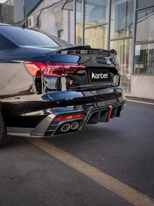 Audi S4 A4 B9 / B9.5 2017 2018 2019 2020 2021 2022 2023 2024 with Aftermarket Parts - Rear Spoiler Pre-preg Carbon Fiber from Karbel Carbon