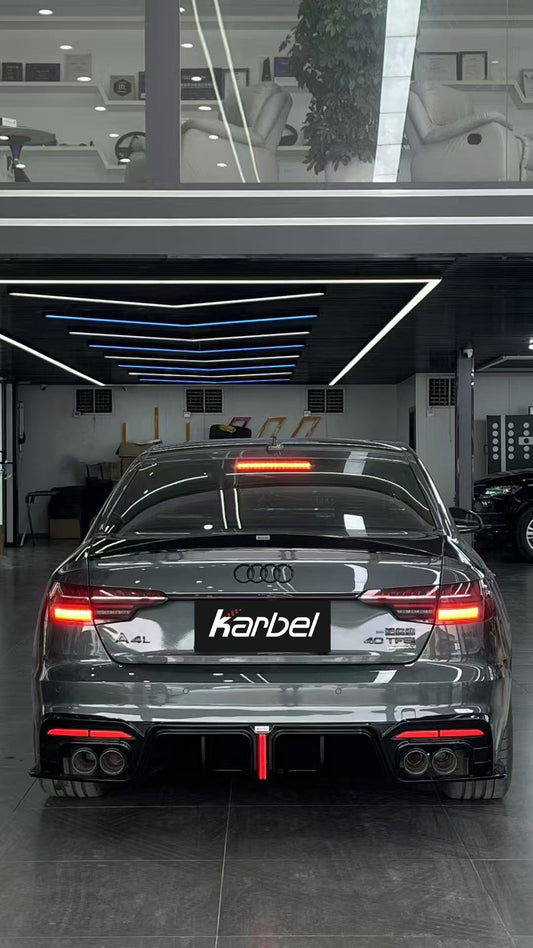 Audi S4 B9.5 2020 2021 2022 2023 2024 with Aftermarket Parts - V3 Rear Diffuser & Canards Pre-preg Carbon Fiber/FRP from Karbel Carbon