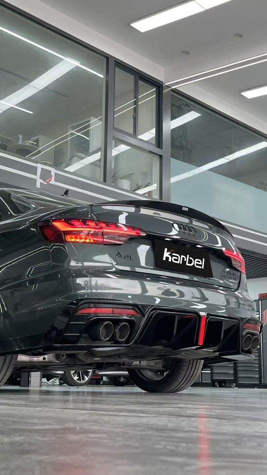 Audi S4 B9.5 2020 2021 2022 2023 2024 with Aftermarket Parts - V3 Rear Diffuser & Canards Pre-preg Carbon Fiber/FRP from Karbel Carbon