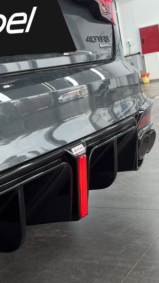 Audi S4 B9.5 2020 2021 2022 2023 2024 with Aftermarket Parts - V3 Rear Diffuser & Canards Pre-preg Carbon Fiber/FRP from Karbel Carbon