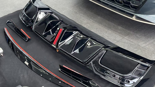 Audi S4 B9.5 2020 2021 2022 2023 2024 with Aftermarket Parts - V3 Rear Diffuser & Canards Pre-preg Carbon Fiber/FRP from Karbel Carbon