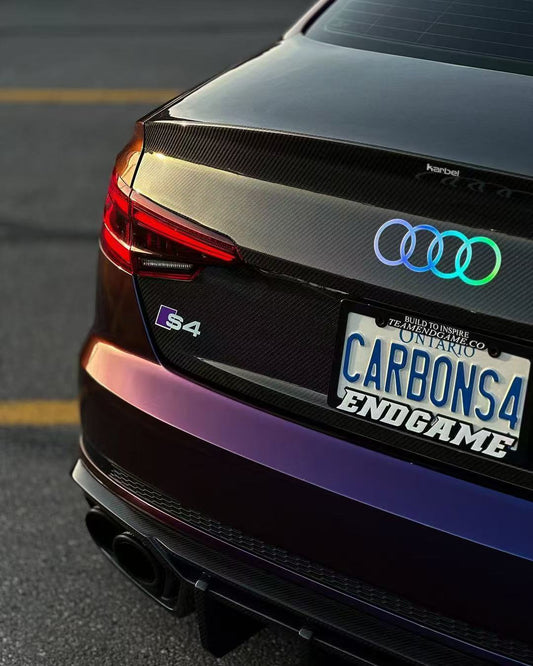 Audi S4 A4 B9 / B9.5 2017 2018 2019 2020 2021 2022 2023 2024 with Aftermarket Parts - Rear Trunk Lid Pre-preg Double-sided Carbon Fiber from Karbel Carbon