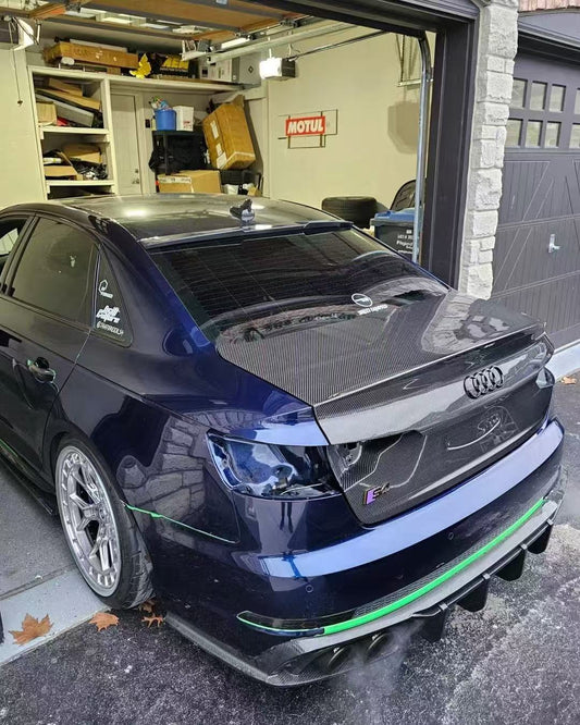 Audi S4 A4 B9 / B9.5 2017 2018 2019 2020 2021 2022 2023 2024 with Aftermarket Parts - Rear Trunk Lid Pre-preg Double-sided Carbon Fiber from Karbel Carbon