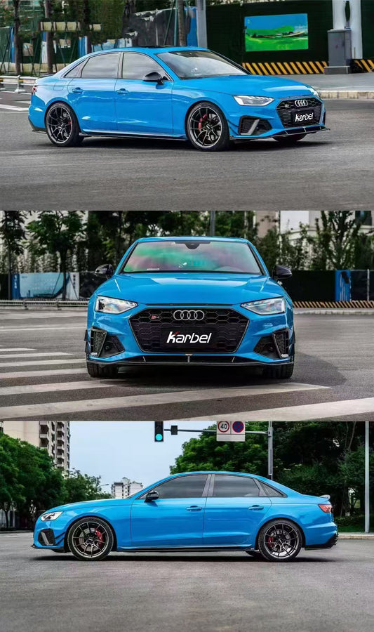 Audi S4 A4 B9 / B9.5 2017-ON with Aftermarket Parts - Side Skirts & Upper Side Skirt Trim Pre-preg Carbon Fiber from Karbel Carbon