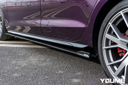 Audi S4 A4 B9 / B9.5 2017-ON with Aftermarket Parts - Side Skirts & Upper Side Skirt Trim Pre-preg Carbon Fiber from Karbel Carbon